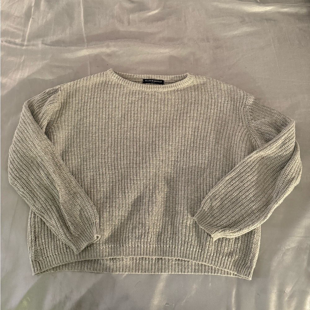 Brandy Melville Light Grey Crew Neck Sweater